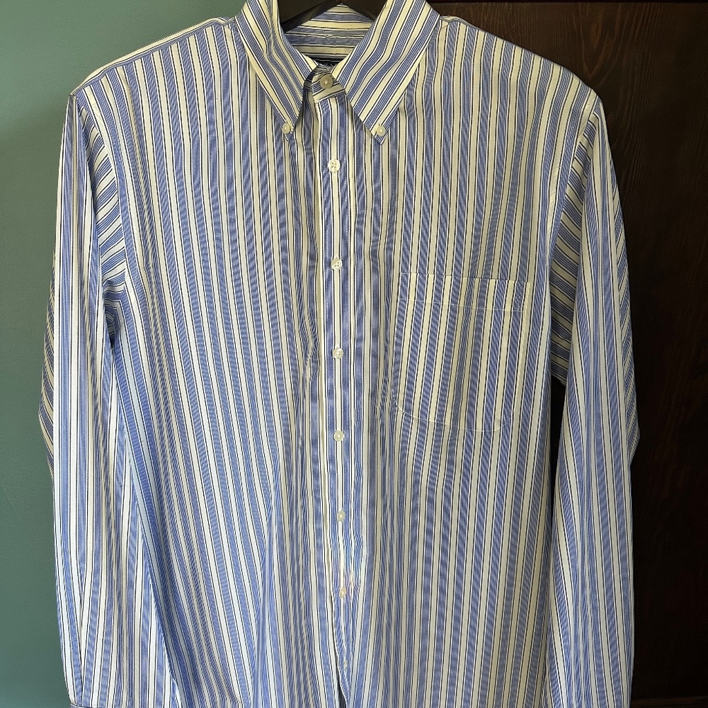 Charles Tyrwhitt Men’s Dress Shirt, Blue and Yellow Stripe